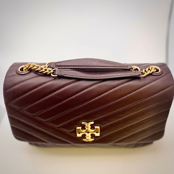 Tory Burch | Chain, Chevron Pattern, Leather, Kira, Logo, Color: Tempranillo - Picture 9 of 12